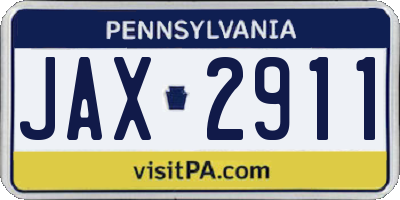 PA license plate JAX2911