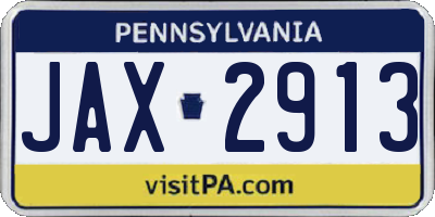 PA license plate JAX2913