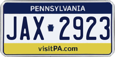 PA license plate JAX2923