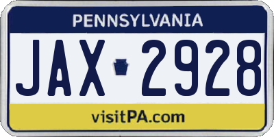PA license plate JAX2928