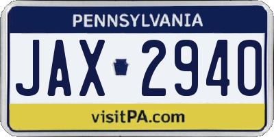 PA license plate JAX2940