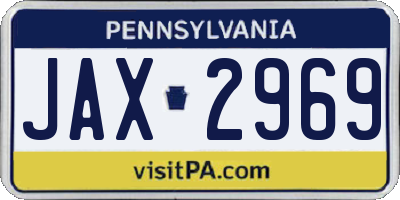 PA license plate JAX2969