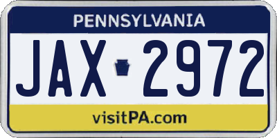 PA license plate JAX2972