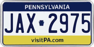 PA license plate JAX2975