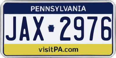 PA license plate JAX2976