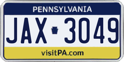 PA license plate JAX3049