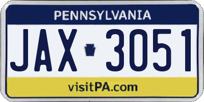 PA license plate JAX3051