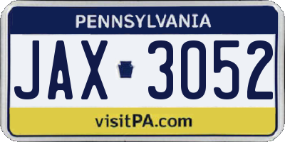 PA license plate JAX3052
