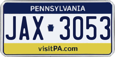 PA license plate JAX3053