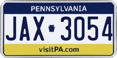 PA license plate JAX3054