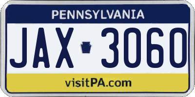 PA license plate JAX3060