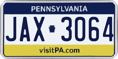 PA license plate JAX3064