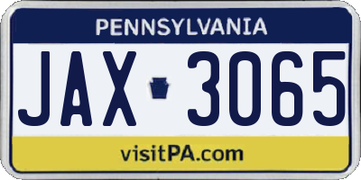 PA license plate JAX3065