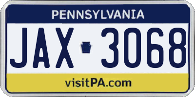 PA license plate JAX3068
