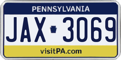 PA license plate JAX3069