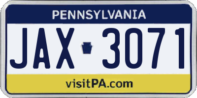 PA license plate JAX3071