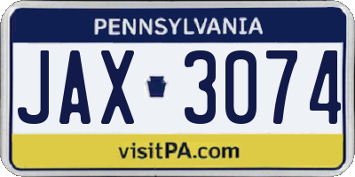 PA license plate JAX3074