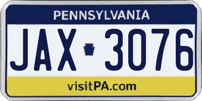 PA license plate JAX3076