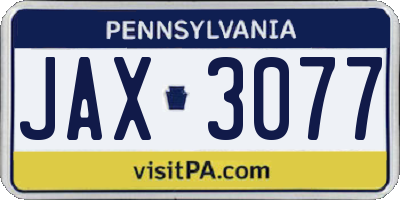 PA license plate JAX3077