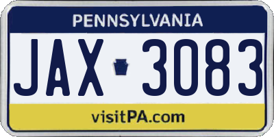 PA license plate JAX3083