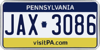 PA license plate JAX3086