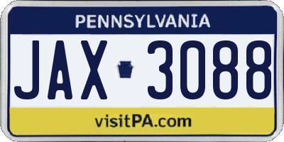 PA license plate JAX3088