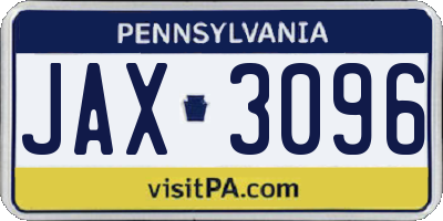 PA license plate JAX3096