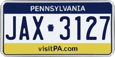 PA license plate JAX3127