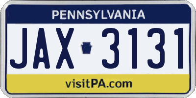 PA license plate JAX3131