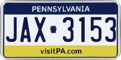 PA license plate JAX3153