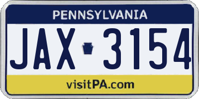PA license plate JAX3154