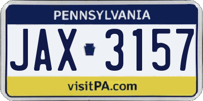 PA license plate JAX3157
