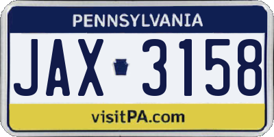 PA license plate JAX3158
