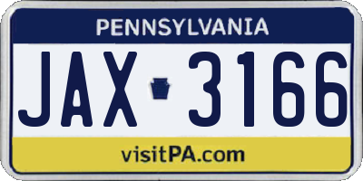 PA license plate JAX3166