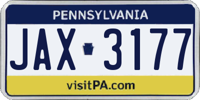 PA license plate JAX3177