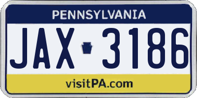 PA license plate JAX3186