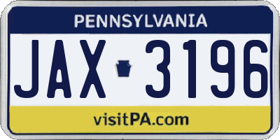 PA license plate JAX3196