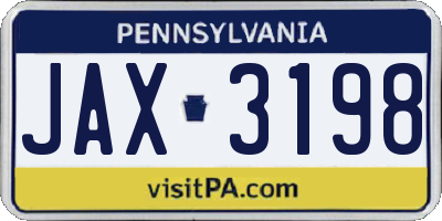 PA license plate JAX3198