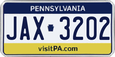 PA license plate JAX3202