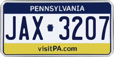 PA license plate JAX3207