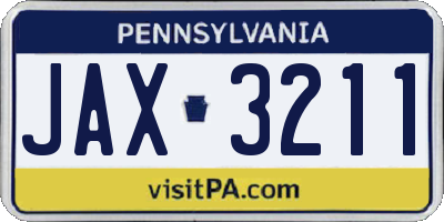 PA license plate JAX3211