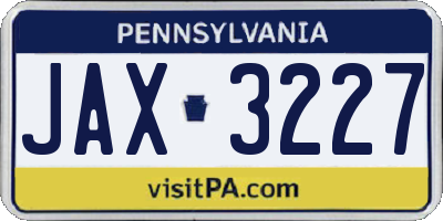 PA license plate JAX3227