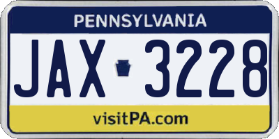 PA license plate JAX3228