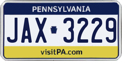 PA license plate JAX3229