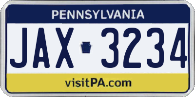 PA license plate JAX3234