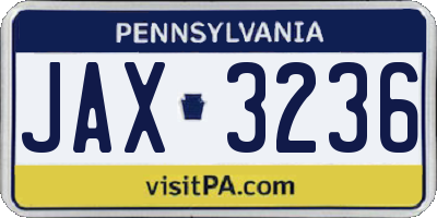 PA license plate JAX3236