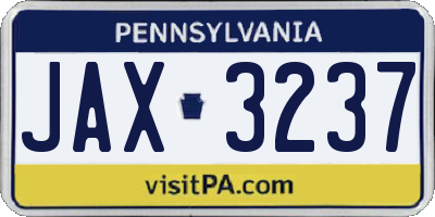 PA license plate JAX3237