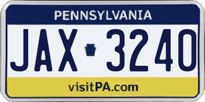 PA license plate JAX3240