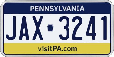 PA license plate JAX3241