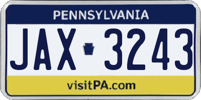 PA license plate JAX3243